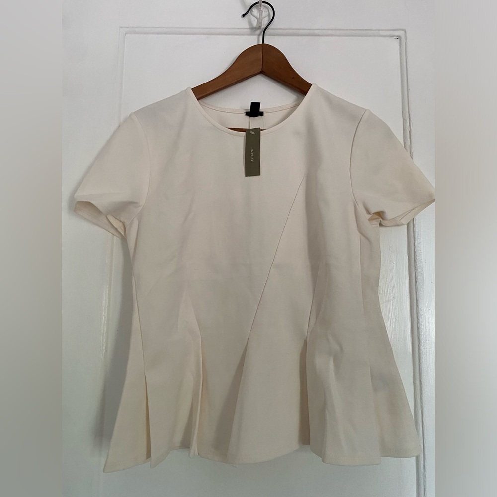 Off white brand new peplum Jcrew top